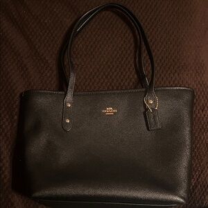 Coach Black Textured Leather Tote